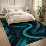 Teal Swirl Abstract No. 7 Area Rug