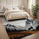 Grey Wolf Howling at Starry Moon Mountain Rug