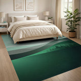 Misty Green Mountains Abstract Area Rug
