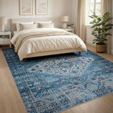 Blue and Teal Indigo Blue Persian Medallion Area Rug