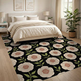 Vintage Cream Rose Floral Area Rug