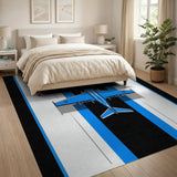 Blue Fighter Jet Geometric Area Rug