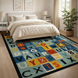 Vibrant Alphabet Numbers Kids Area Rug