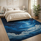 Starry Night Sky Blue Cloudscape Rug
