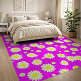 Vibrant Pink Daisy Field Area Rug