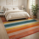 Vibrant Multi-Color Striped Southwestern Area Rug