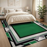 Emerald Green Geometric Frame Area Rug