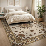 Ivory Floral Medallion Persian Rug