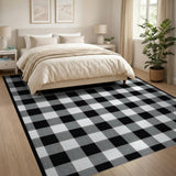 Black White Checkered Rustic Farmhouse Black and White Area Rug