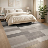 Modern Geometric Striped Area Rug in Black White