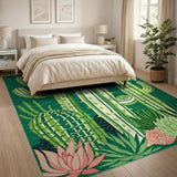 Emerald Green Cactus Succulent Area Rug
