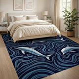 ODIKA Dolphin Ocean Waves Washable Area Rug, Non-Slip Low Pile & Pet Friendly
