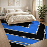 Bold Blue Black Zigzag Stripe Area Rug