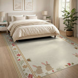 Charming Bunny Floral Border Area Rug