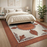 Terracotta Medallion Cream Area Rug