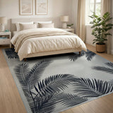 Black Palm Frond Silhouette Area Rug
