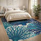 Teal Coral Sea Fan Area Rug