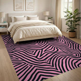 Pink Vibrant Pink Black Zigzag Geometric Area Rug