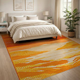 Orange Sunset Canyon Geometric Area Rug