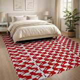 Red Bold Red Geometric Houndstooth Area Rug