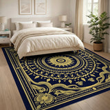 Navy Blue Gold Mandala Persian Area Rug