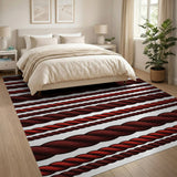 Red Braided Rope Border Area Rug