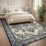 Navy Cream Traditional Persian Area Rug