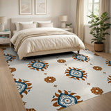 Teal Rust Tribal Medallion Area Rug