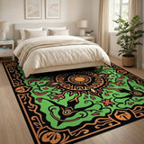 Radiant Sun Mandala Green Area Rug