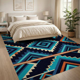 Teal Navy Geometric Southwestern Area Rug