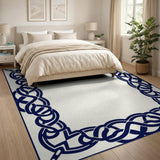 Navy Celtic Knot Border Area Rug