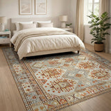 Beige and Neutral Beige Terracotta Geometric Southwestern Rug