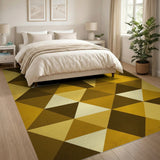 Yellow Geometric Triangle Area Rug