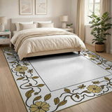 Vintage Chamomile Floral Border Area Rug