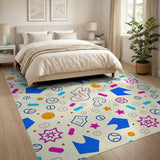 Playful Multi-Color Doodle Shapes Area Rug