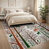 Woodland Deer Rabbit Tree Silhouette Area Rug