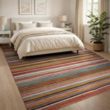 Vibrant Multi-Color Horizontal Stripe Geometric Modern Area Rug
