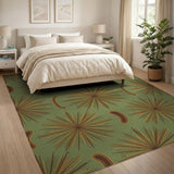 Green Boho Starburst Washable Area Rug