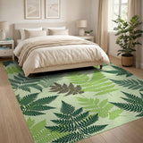 Floral Vintage Green Lush Green Fern Leaf Area Rug