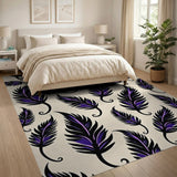 Purple Feather Boho Area Rug