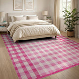 Pink Pink Gingham Check Area Rug