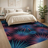 Blue and Teal Blue Teal Starburst Geometric Area Rug