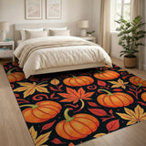 Orange Orange Pumpkin Harvest Pattern Area Rug