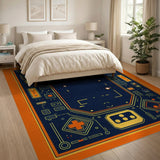 Orange Arcade Maze Area Rug