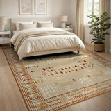 Heritage Tribal Beige Area Rug with Geometric Motifs
