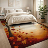 Washable Autumn Forest Landscape Area Rug - Low Pile, Non-Slip, Pet Friendly