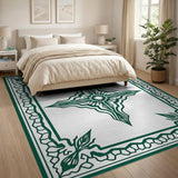 Ornate Green Persian Frame Area Rug