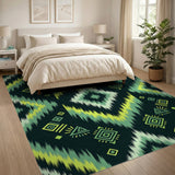 Neon Green Tribal Geometric Area Rug