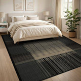 Modern Black Beige Dotted Grid Area Rug