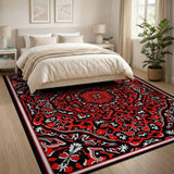 Vibrant Red Persian Area Rug with Intricate Patterns